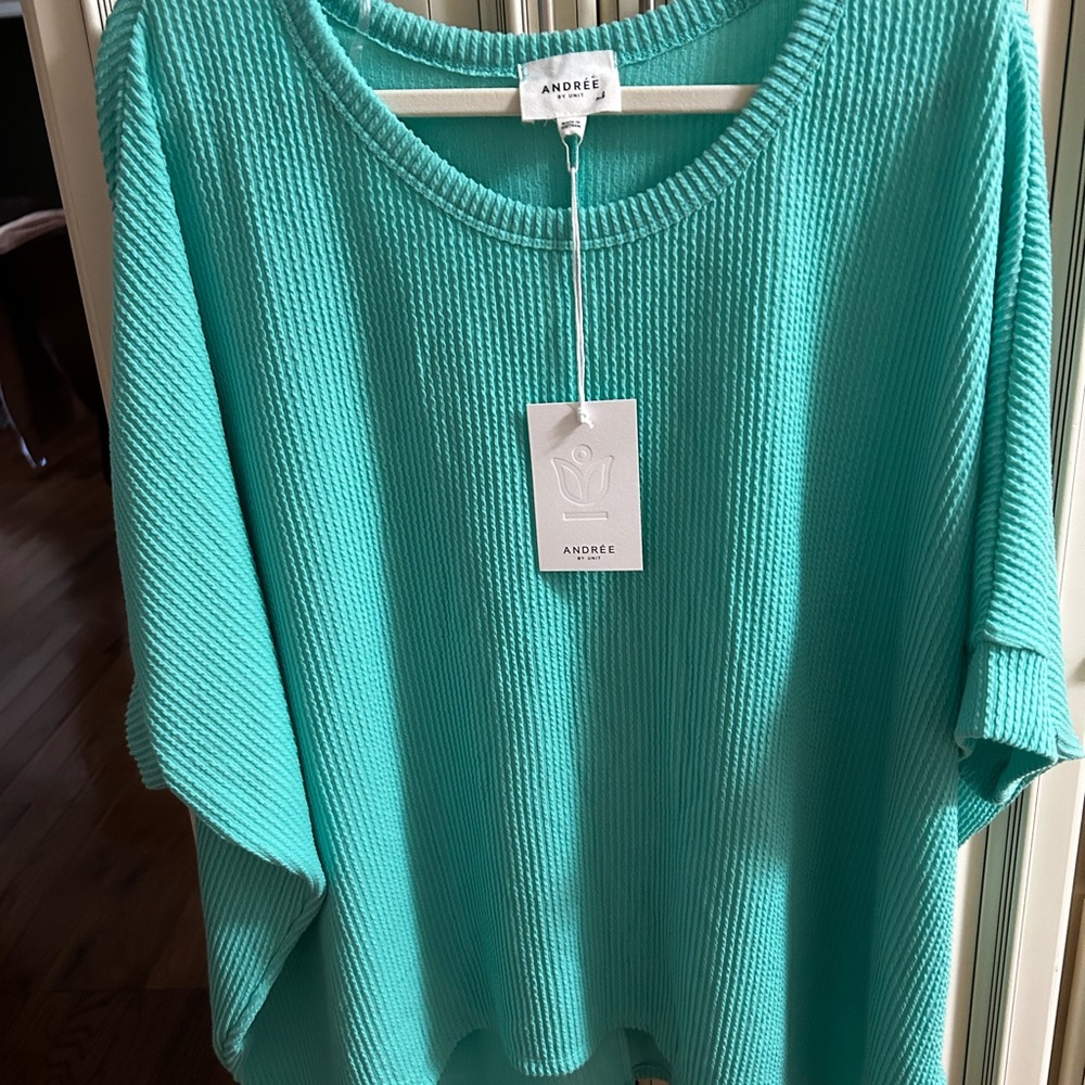 ANDREE BY UNIT Aqua Ribbed Tunic